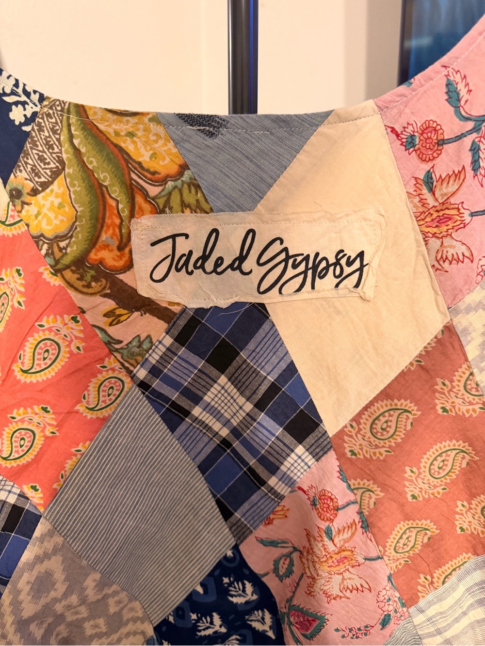 Jaded Gypsy Women's Pink Patchwork Wide-Leg Overalls